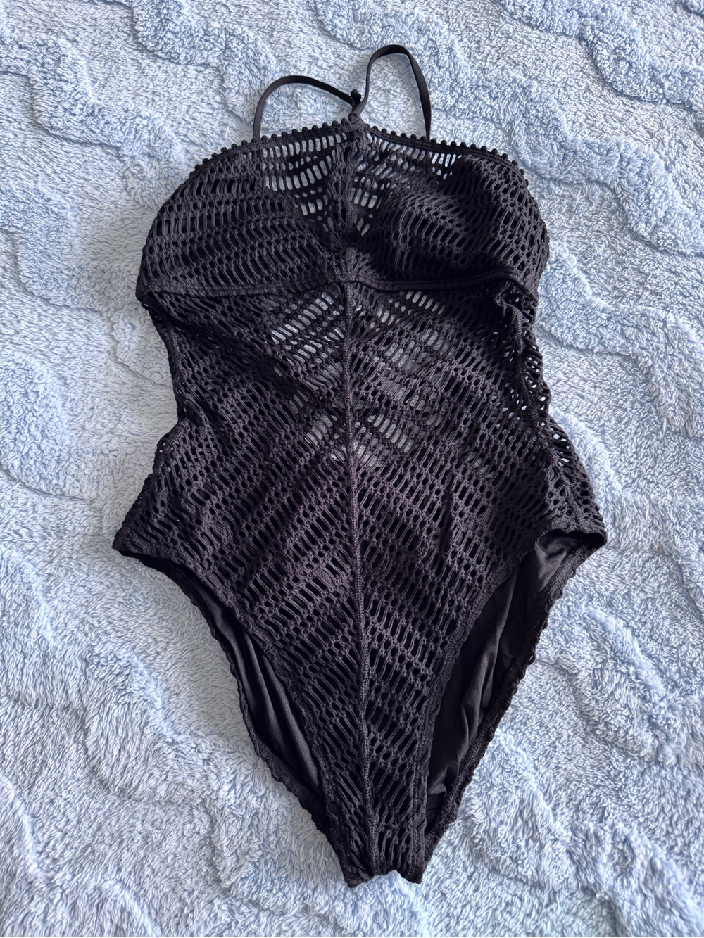 Robin Piccone High Neck Mesh Cami One Piece Bathing Suit Swimsuit Size 12